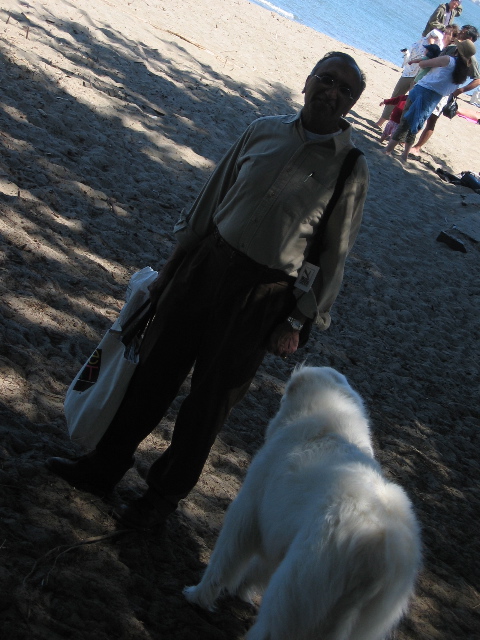 Dad on the beach at Crissy Field