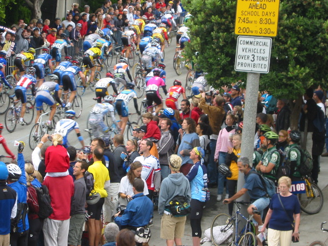 The pack on the first lap.
